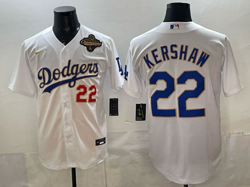 Men Los Angeles Dodgers #22 Kershaw White blue Game 2026 Nike MLB Jersey style 0074